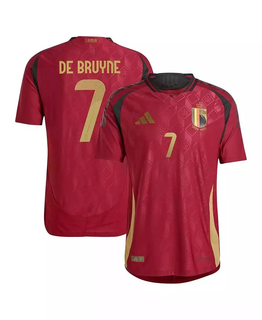 商品Adidas|Men's Kevin De Bruyne Burgundy Belgium National Team 2024 Home Authentic Player Jersey,价格¥1371,第1张图片