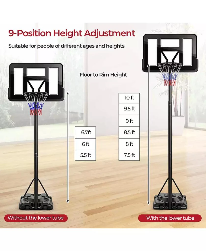 Portable Basketball Hoop 7.5-10FT Adjustable Basketball Goal System 商品