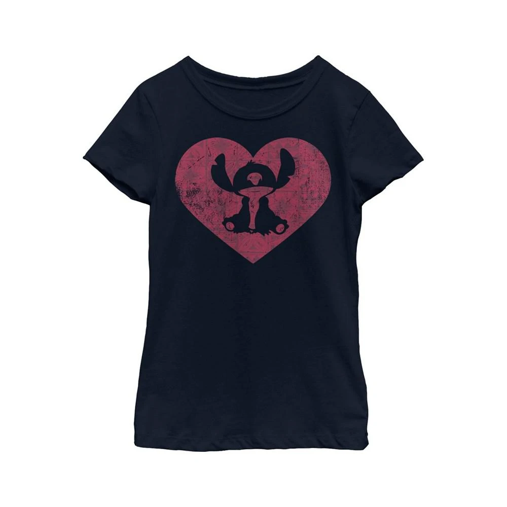 商品Disney|Girl's Lilo & Stitch Valentine's Day Distressed Heart  Child T-Shirt,价格¥202,第1张图片