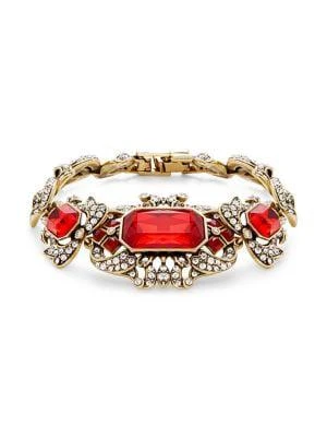 商品Heidi Daus|Yes Rococo Octagon Goldtone, Crystal & Glass Studded Bracelet,价格¥1234,第1张图片
