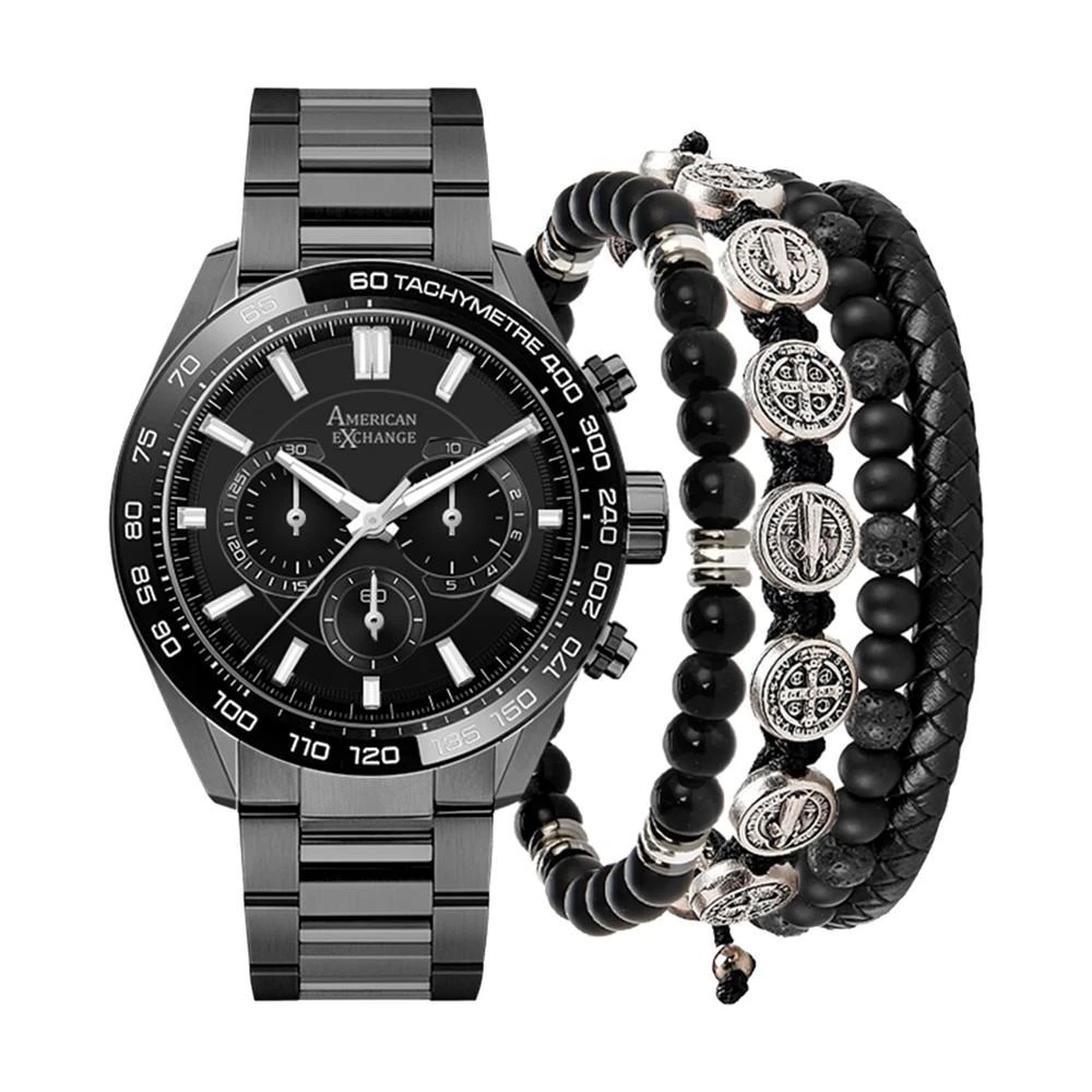 商品American Exchange|Men's Gunmetal Alloy Bracelet Watch 45mm Gift Set,价格¥206,第1张图片