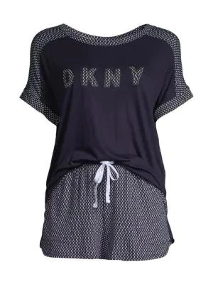 商品DKNY|​2-Piece Logo PJ T-Shirt & Shorts Set,价格¥158,第4张图片详细描述