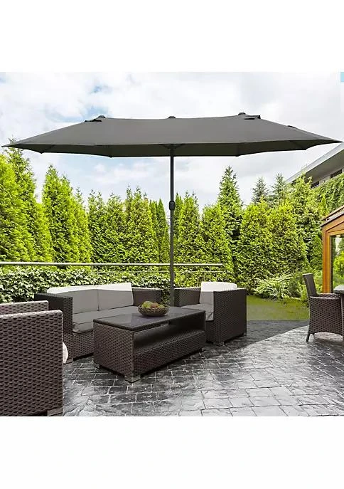 商品belk|15 Steel Rectangular Outdoor Double Sided Market Patio Umbrella With Uv Sun Protection And Easy Crank Dark Gray,价格¥1552,第3张图片详细描述