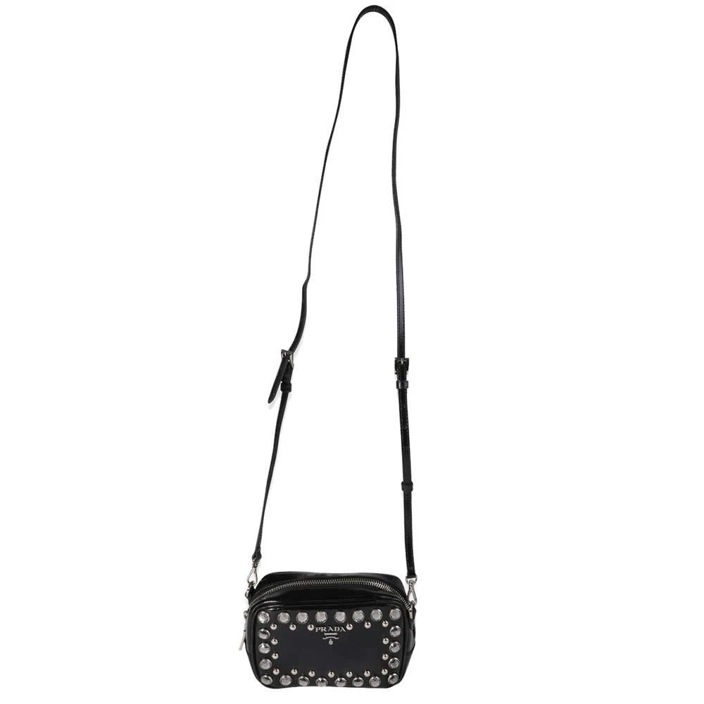 商品[二手商品] Prada|Prada Black Crystal-Embellished Patent Saffiano Leather Mini Camera Bag,价格¥6101,第5张图片详细描述