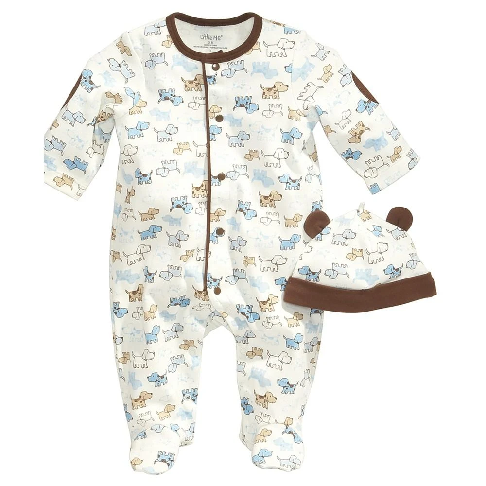 商品Little Me|Baby Boys Cute Puppies Hat and Footed Coveralls Set,价格¥98,第1张图片