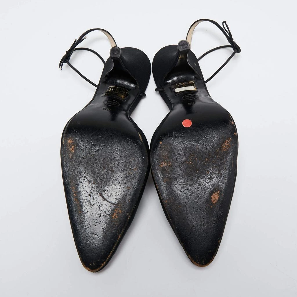 Chanel Black Canvas Pointed Toe  Ankle Wrap Sandals Size 39  商品