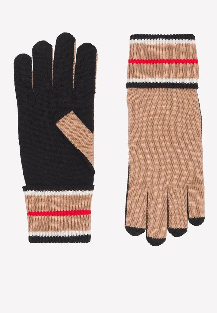 商品Burberry|Two-Tone Signature Stripe Gloves,价格¥1528,第1张图片