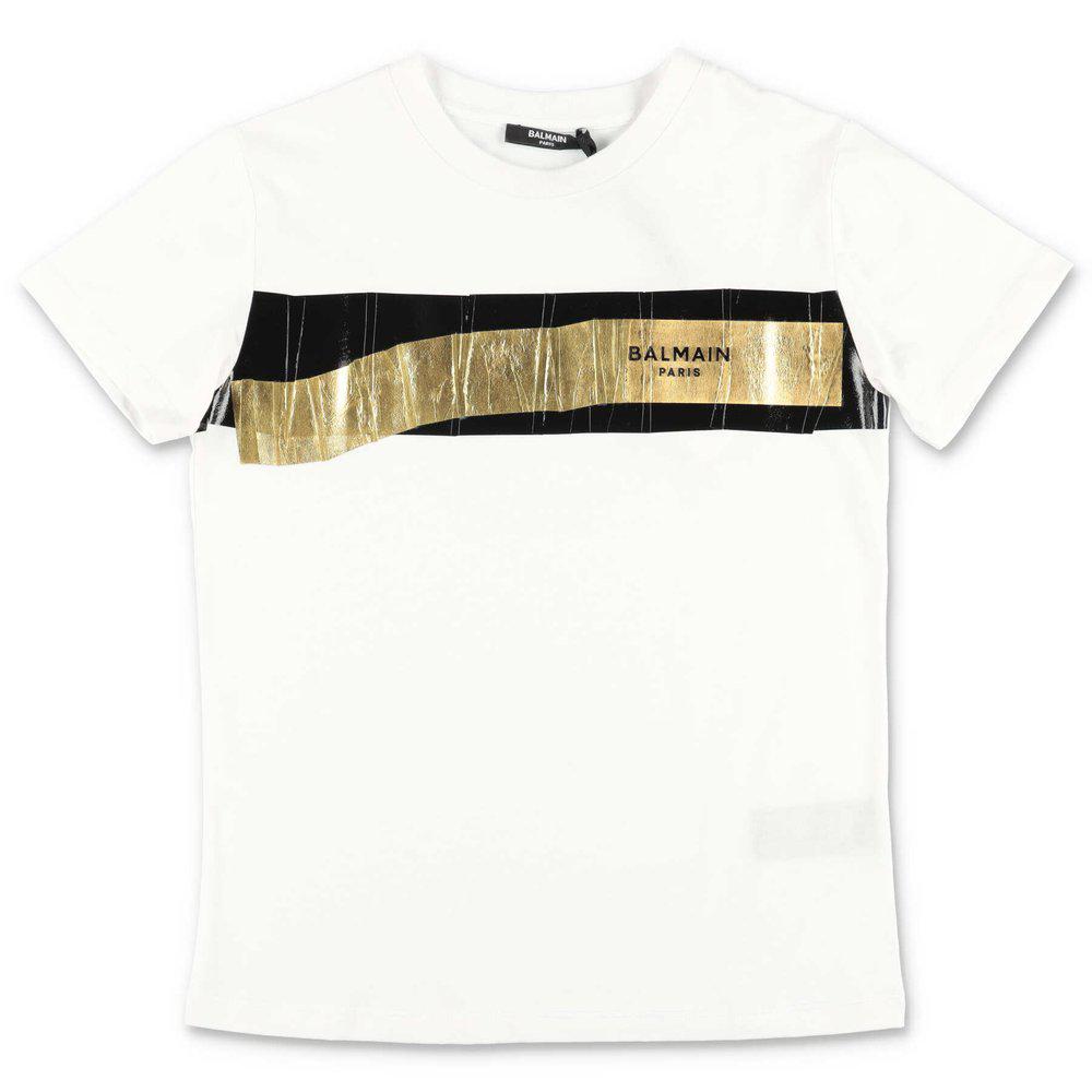 Balmain Kids Logo Printed Crewneck T-Shirt商品第1张图片规格展示