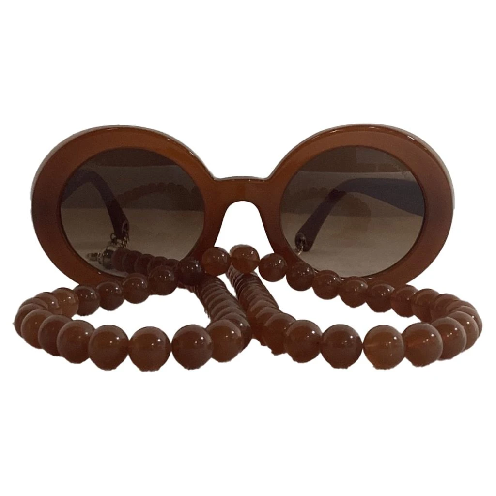 商品[二手商品] Chanel|CH5489 Round Frame Beaded Sunglasses in Brown Acetate,价格¥6593,第1张图片