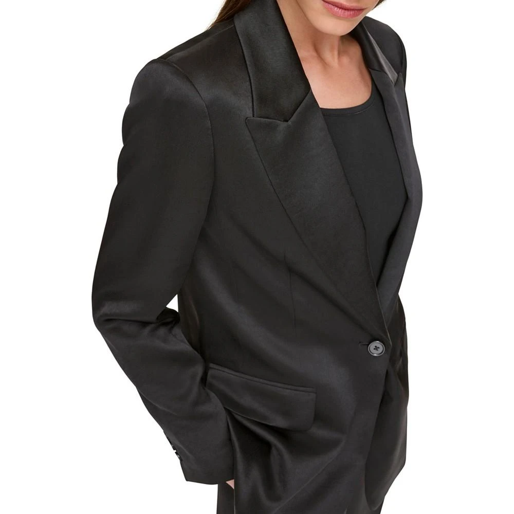 商品DKNY|Women's Satin Peak Collar One Button Blazer,价格¥238,第4张图片详细描述