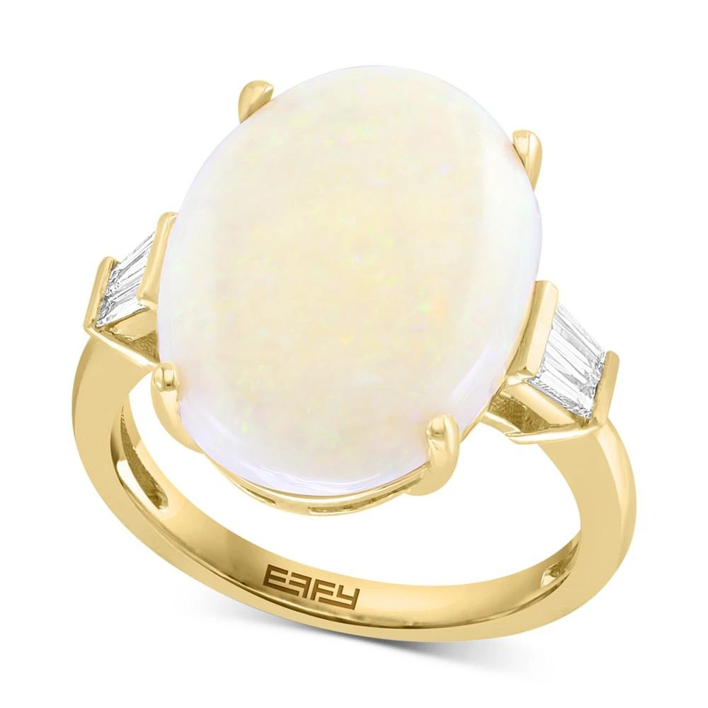 商品Effy|EFFY® Opal (18 x 13mm) & Diamond (1/4 ct. t.w.) Ring in 14k Gold,价格¥37513,第1张图片