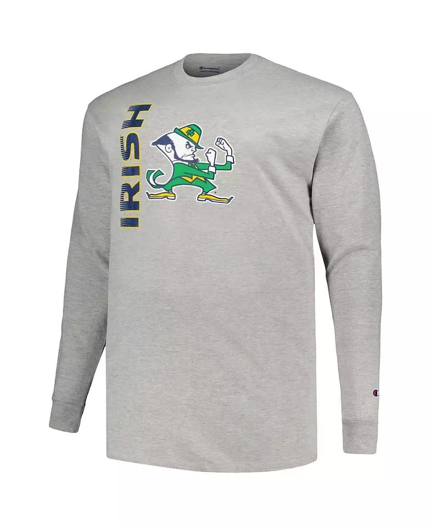 商品CHAMPION|Men's Heather Gray Notre Dame Fighting Irish Big and Tall Mascot Long Sleeve T-shirt,价格¥262,第2张图片详细描述