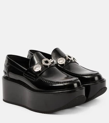 商品Burberry|缀饰皮革坡跟乐福鞋,价格¥5520,第1张图片