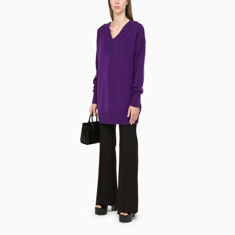 Long purple wool and cashmere sweater商品第2张图片规格展示