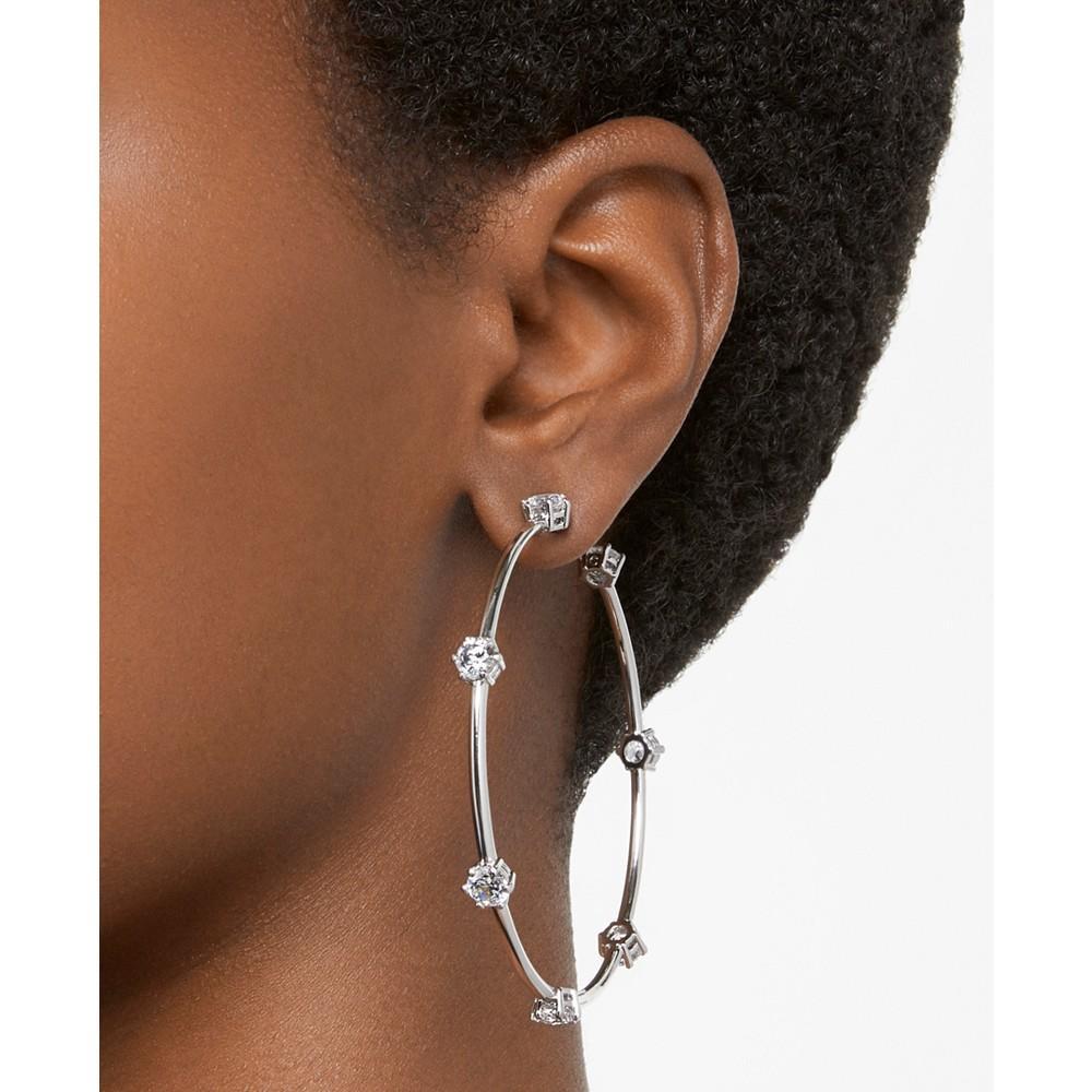 商品Swarovski|Silver-Tone Constella Crystal Large Hoop Earrings, 2.5",价格¥1218,第6张图片详细描述