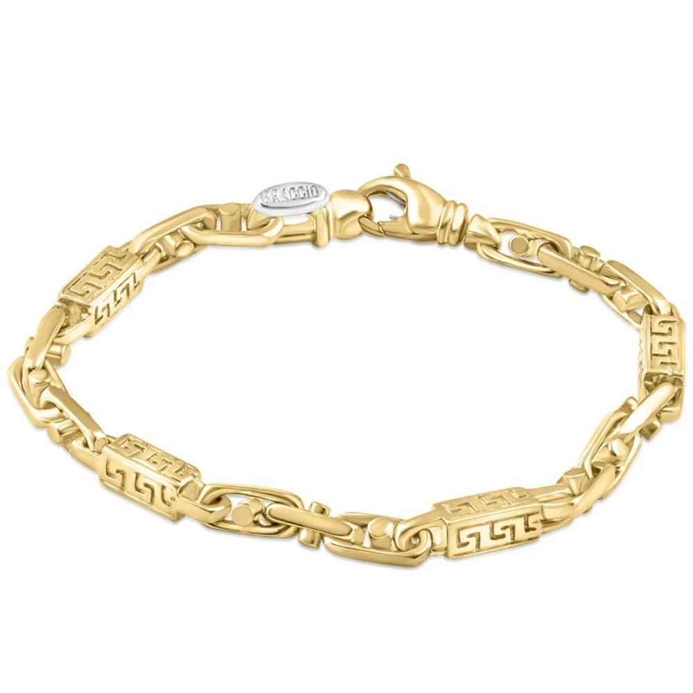 商品Pompeii3|Men's Figaro Link 14k Gold (32gram) or Platinum (52gram) 5mm Link Bracelet 8.5",价格¥21575,第1张图片