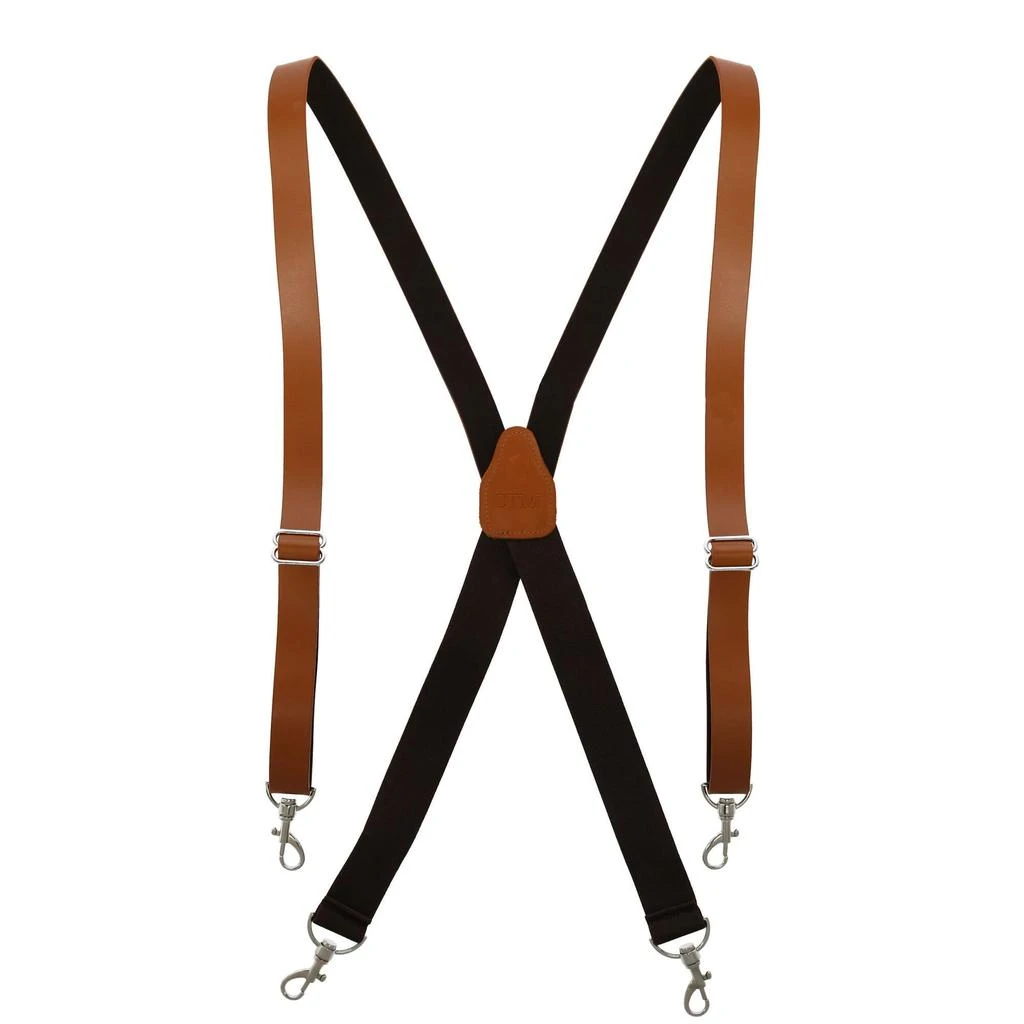 Men's Big & Tall Smooth Coated Leather Suspenders with Metal Swivel Hook End 商品