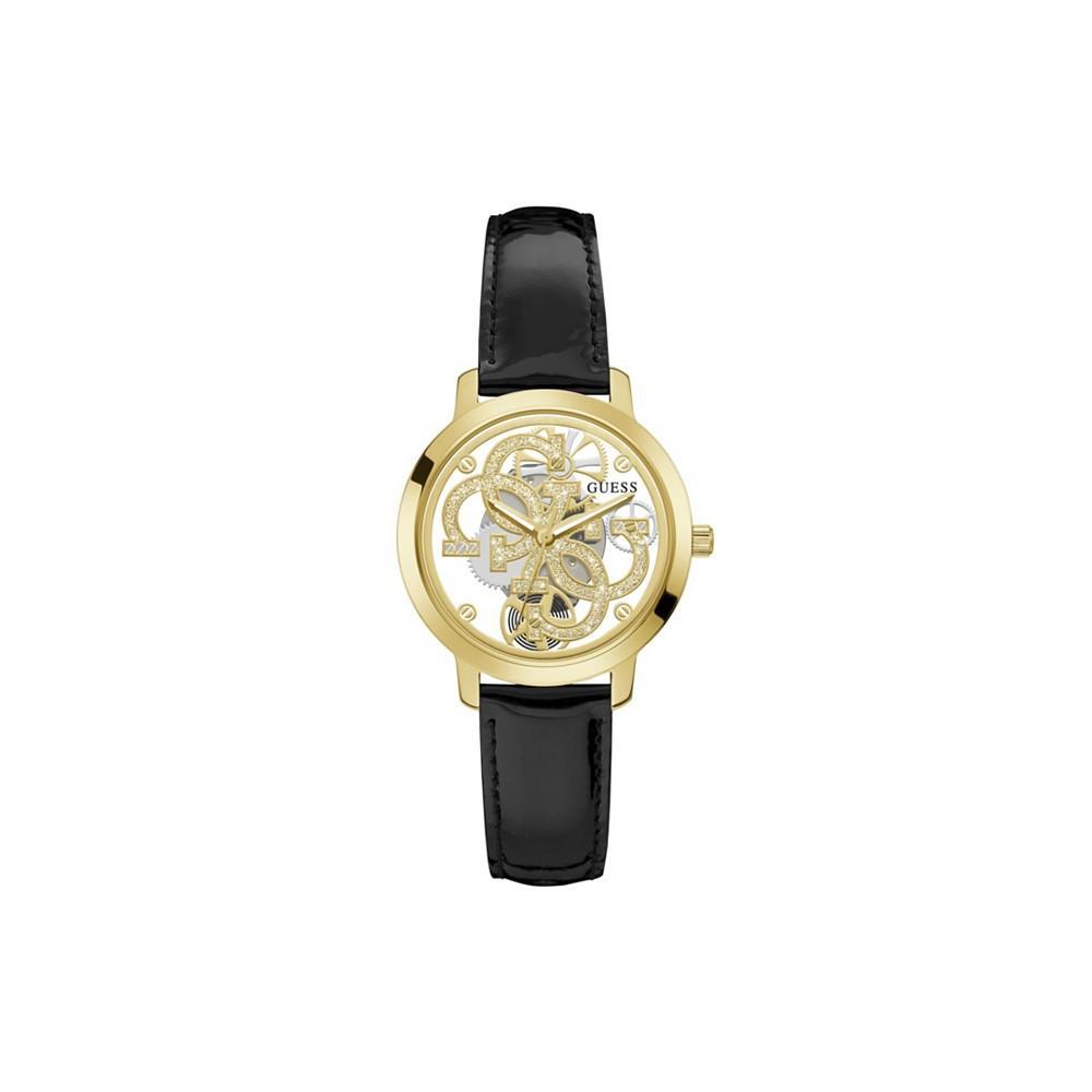 商品GUESS|Women's Black Genuine Leather Strap Watch, 36mm,价格¥711,第1张图片