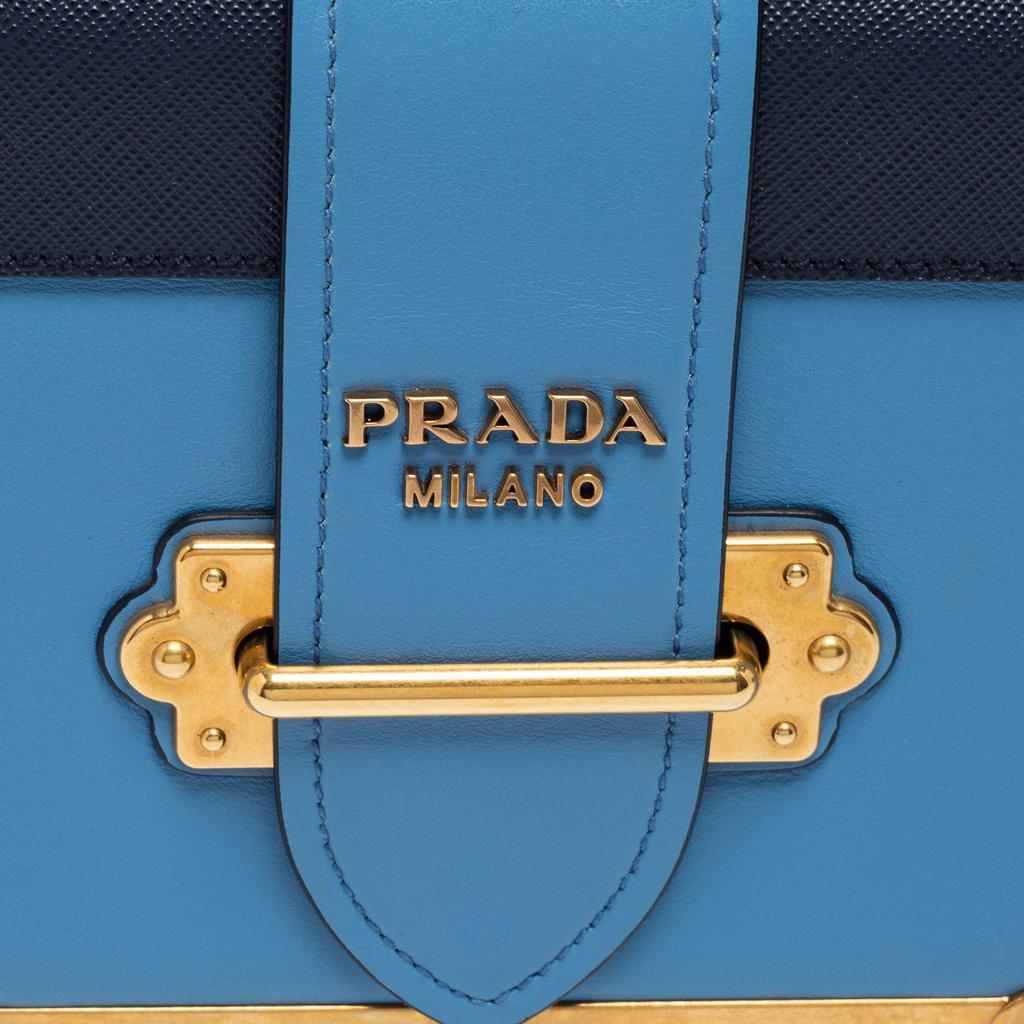 商品[二手商品] Prada|Prada Two Tone Blue Saffiano Leather Cahier Shoulder Bag,价格¥13159,第7张图片详细描述