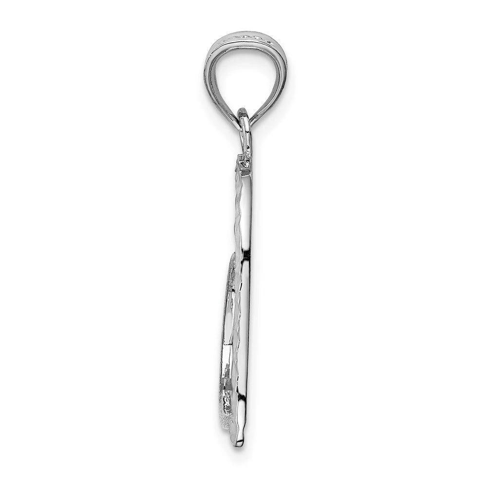 商品Diamond2Deal|14k White Gold Solid Satin Diamond-cut Reversible Heart Pendant,价格¥1926,第2张图片详细描述