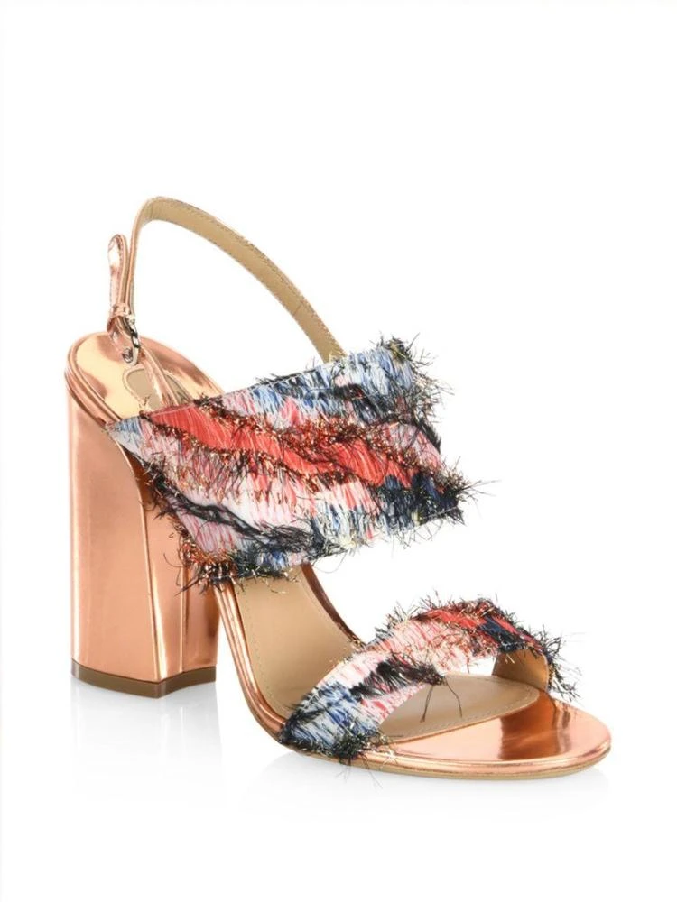 商品Salvatore Ferragamo|Elba Jacquard Fringe Ankle Strap Sandals,价格¥4684,第1张图片