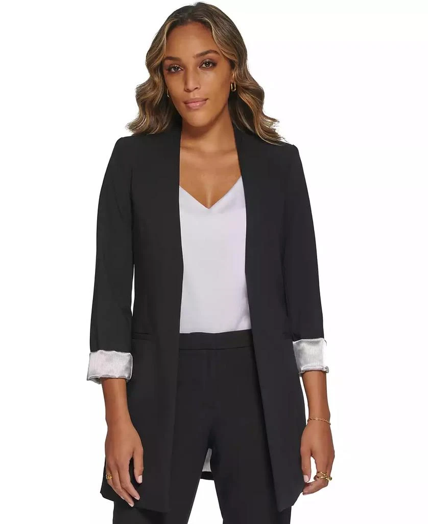 商品Calvin Klein|Women's Roll Sleeve Open Front Blazer, Regular and Petite,价格¥963,第1张图片