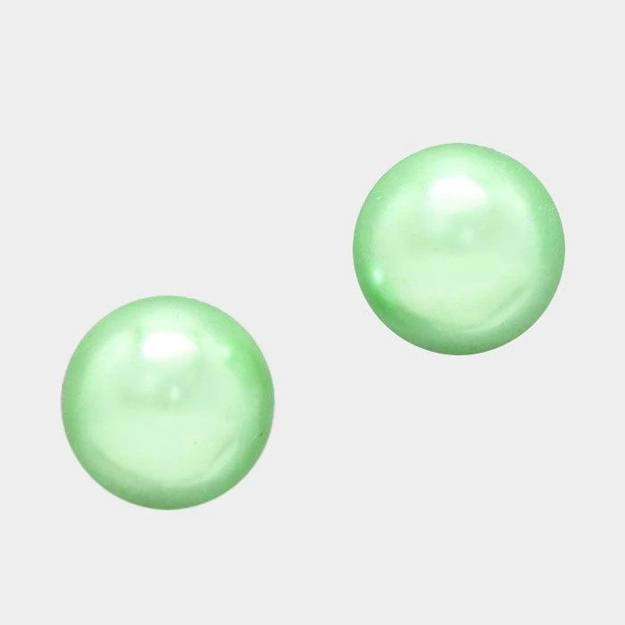 商品FASHNZFAB|Pearl stud earrings - Rhodium, Green,价格¥163,第1张图片详细描述