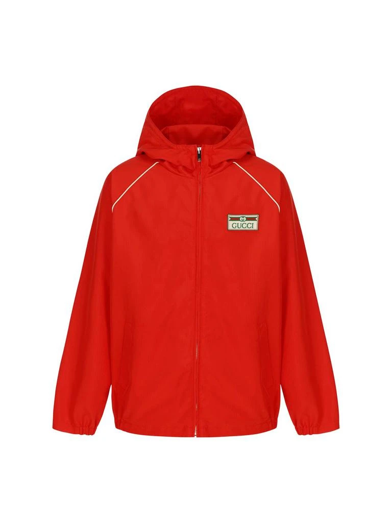 商品Gucci|Gucci Kids Logo Patch Zip-Up Hooded Jacket,价格¥3914,第1张图片