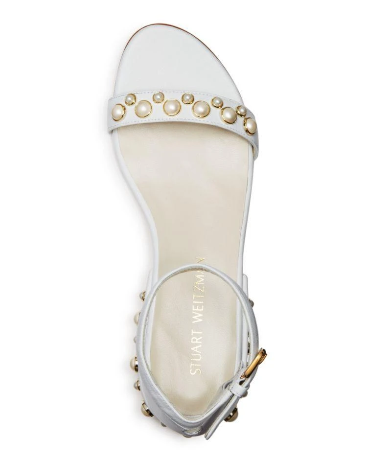 商品Stuart Weitzman|Women's Allpearls Leather Pearl Stud Ankle Strap Sandals,价格¥2661,第3张图片详细描述