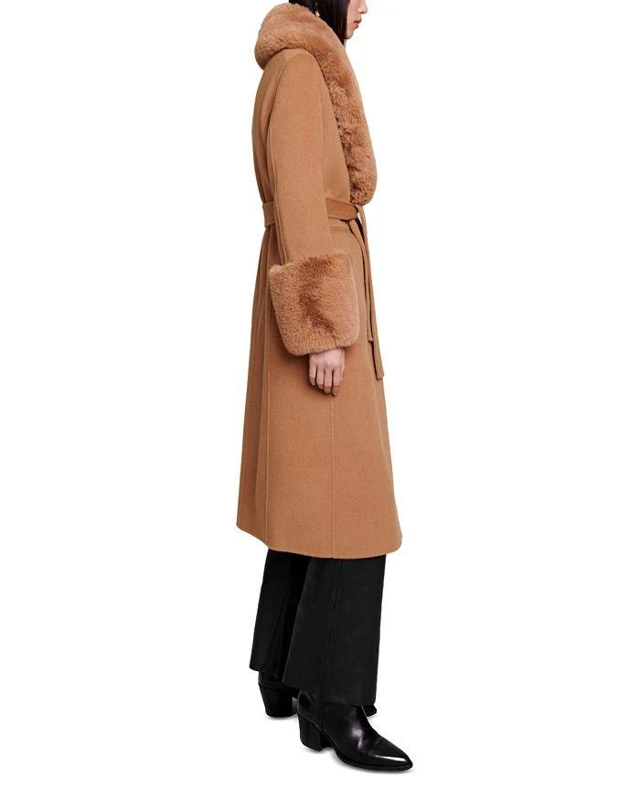 商品Maje|Faux Fur Wool Blend Camel Coat,价格¥3695,第4张图片详细描述