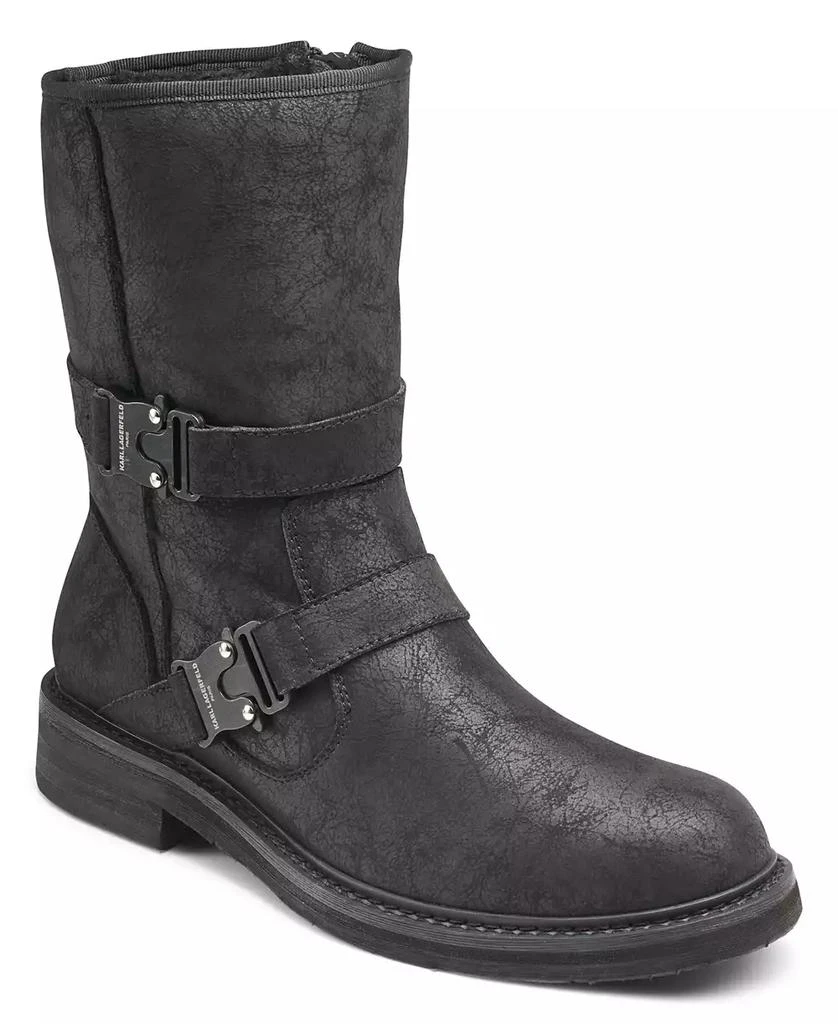 商品Karl Lagerfeld Paris|Karl Lagerfeld Men's Double Buckle Tire Tread Sole Boot,价格¥757,第1张图片