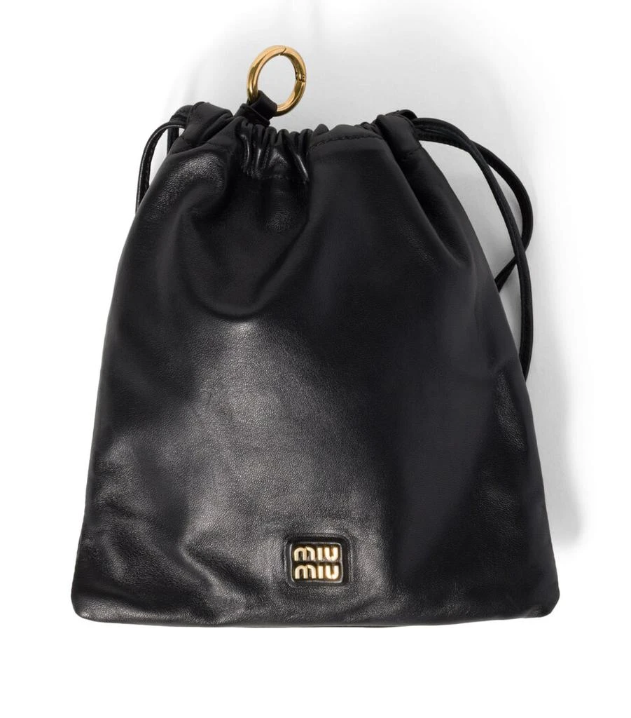 商品Miu Miu|Nappa Leather Drawstring Pouch,价格¥6933,第1张图片