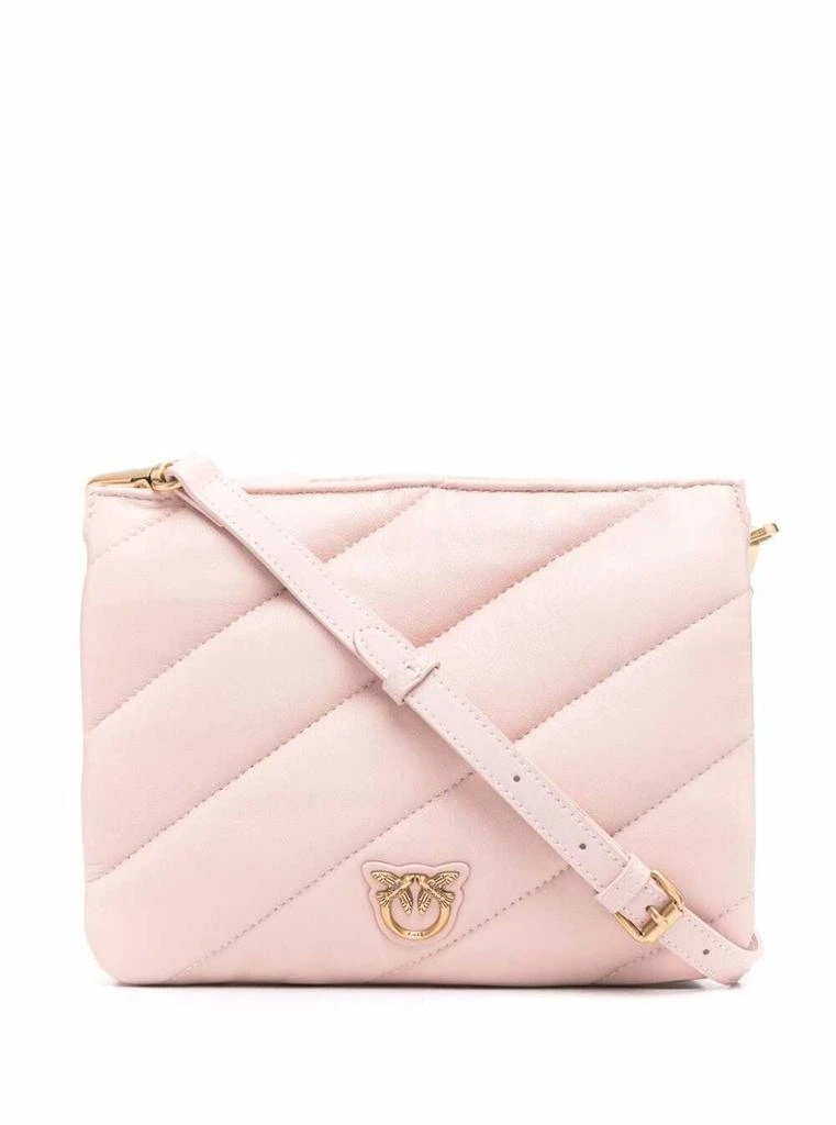 商品PINKO|Pinko Woman's Love Pink Quilted Leather Crossbody Bag,价格¥1596,第1张图片