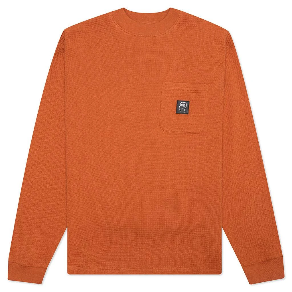 商品Brain Dead|Brain Dead Core Mock Neck Waffle Long Sleeve - Terracotta,价格¥358,第1张图片