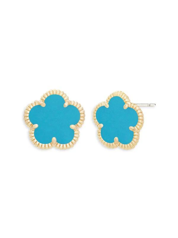 商品JanKuo|Flower 14K Goldplated & Synthetic Turquoise Stud Earrings,价格¥175,第1张图片