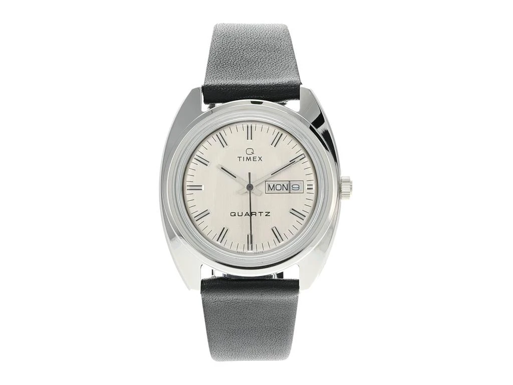 商品Timex|37 mm Q Timex 1978 Reissue Day-Date Leather Strap Watch,价格¥1083,第1张图片