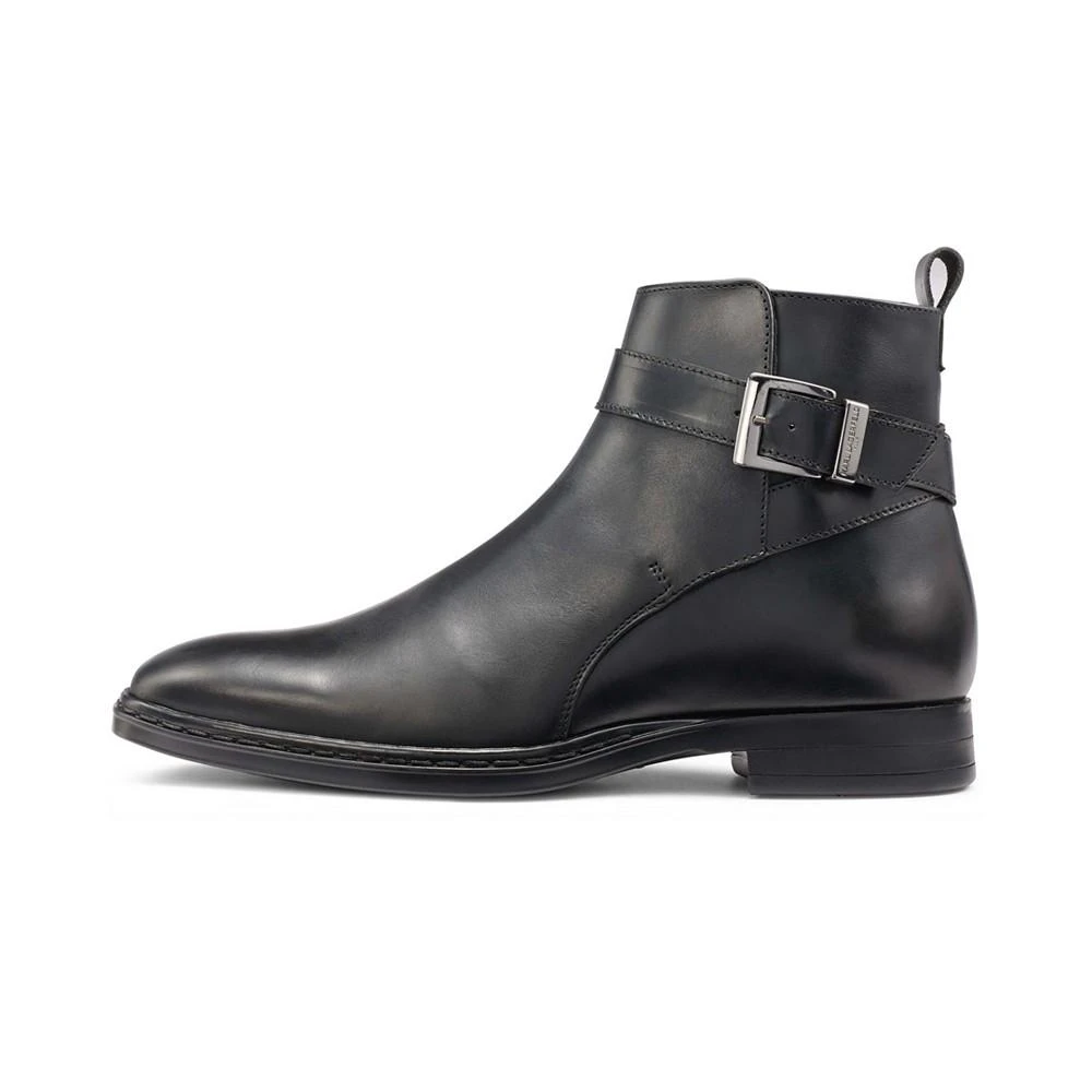 商品Karl Lagerfeld Paris|Men's Leather Side-Zip Buckle Boots,价格¥1859,第3张图片详细描述