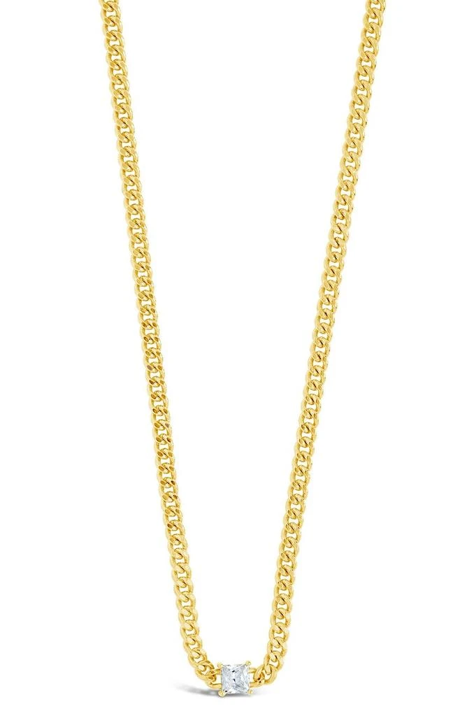 商品Sterling Forever|14k Gold Plated Cubic Zirconia Curb Chain Necklace,价格¥149,第1张图片