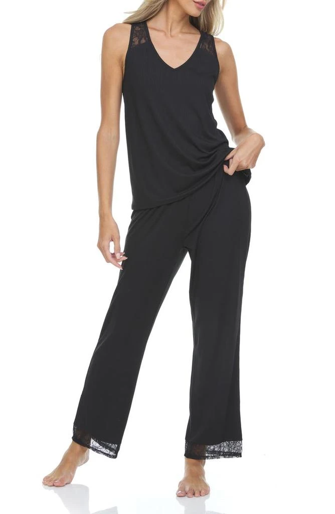 商品Flora Nikrooz|Frances Lace Trim Tank & Pants 2-Piece Pajama Set,价格¥205,第3张图片详细描述