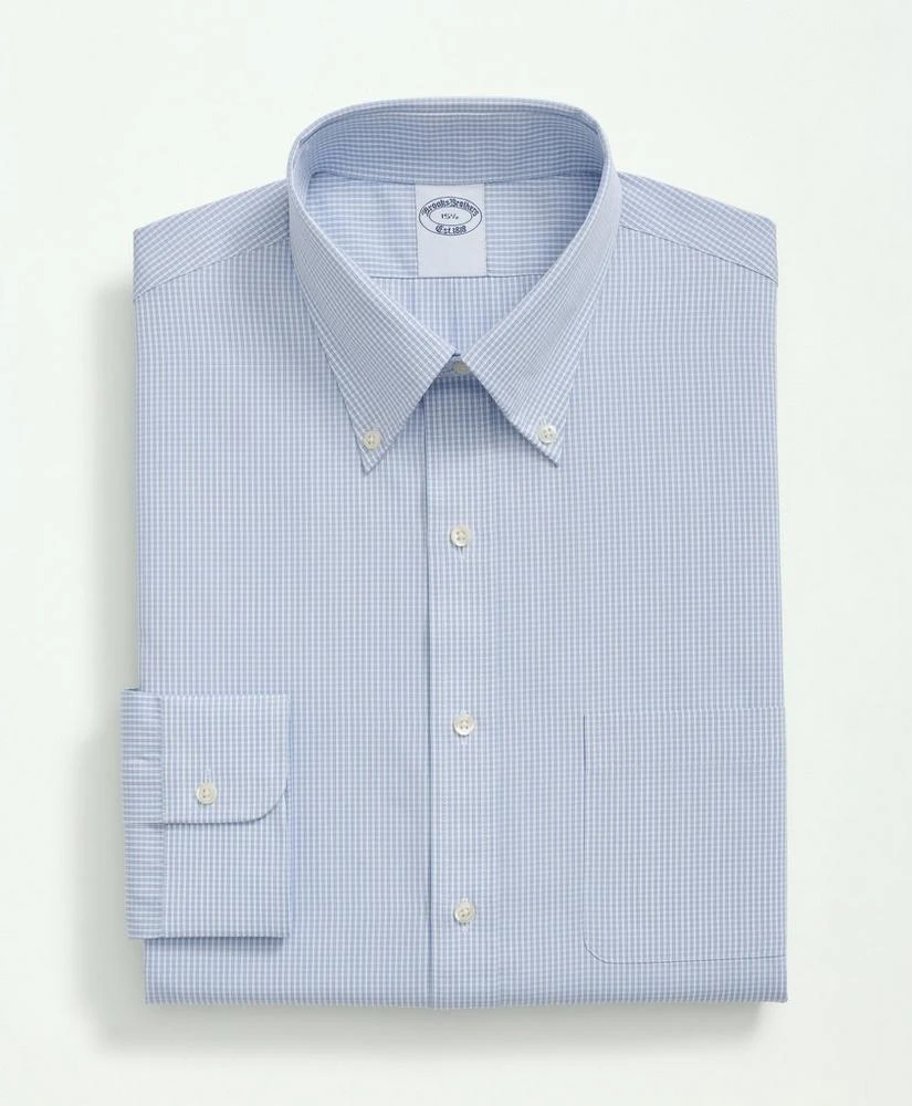 商品Brooks Brothers|Supima® Cotton Poplin Polo Button-Down Collar, Micro Checked Dress Shirt,价格¥910,第5张图片详细描述
