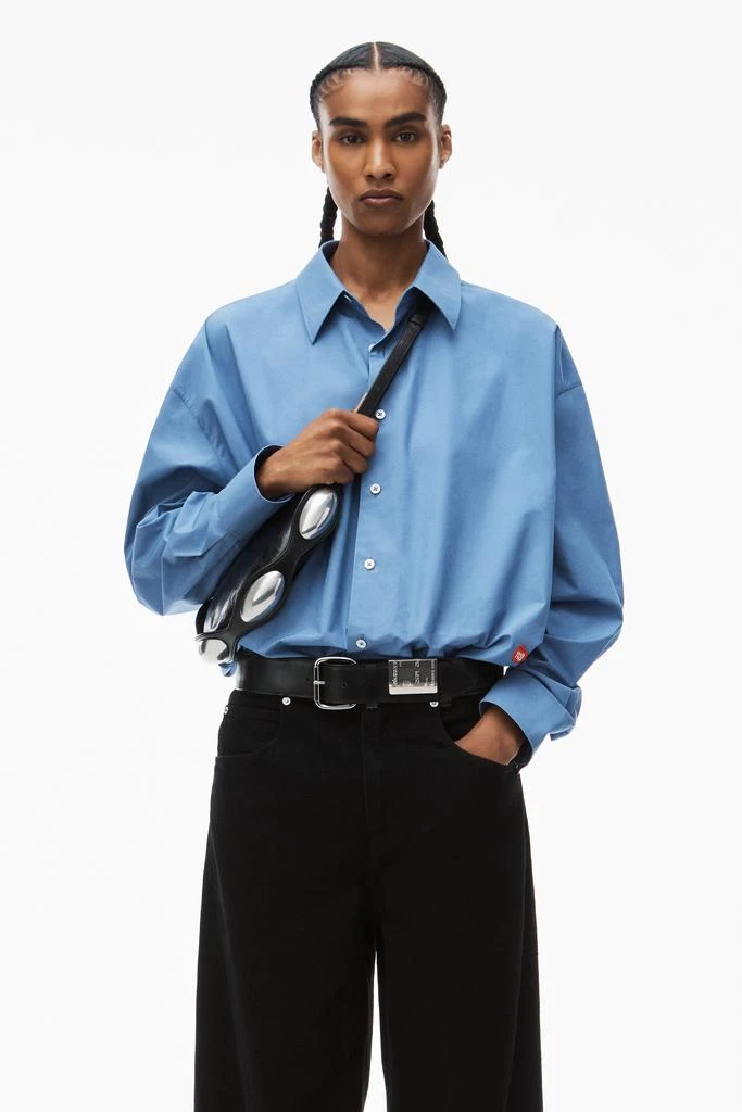 商品Alexander Wang|Button Up Boyfriend Shirt In Compact Cotton With Apple Logo Patch,价格¥2388,第2张图片详细描述