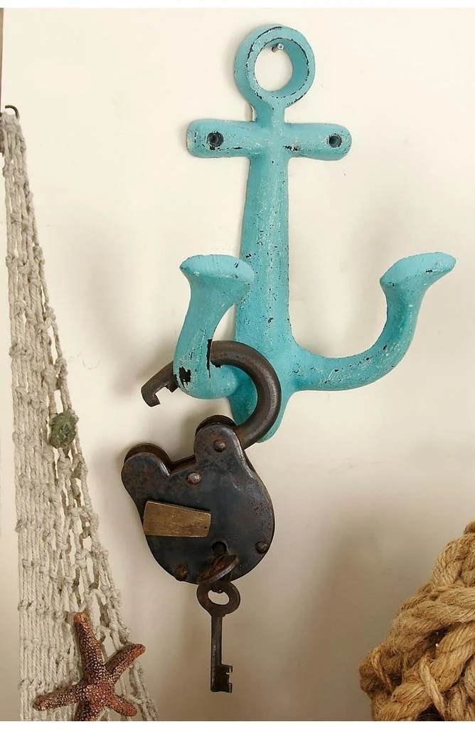 商品WILLOW ROW|Multi Colored Metal Single Hanger Anchor Wall Hook - Set of 4,价格¥462,第2张图片详细描述