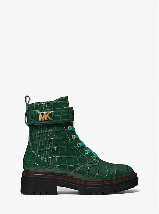 商品Michael Kors|Stark Crocodile Embossed Leather Combat Boot,价格¥1026,第2张图片详细描述