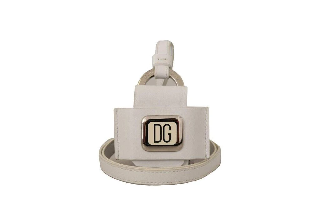 商品Dolce & Gabbana|Dolce & Gabbana White Leather Strap Silver Metal Airpods Case,价格¥1902,第1张图片