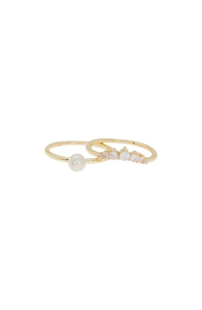 商品Nordstrom|CZ & Pearl Stacking Ring Set,价格¥45,第2张图片详细描述