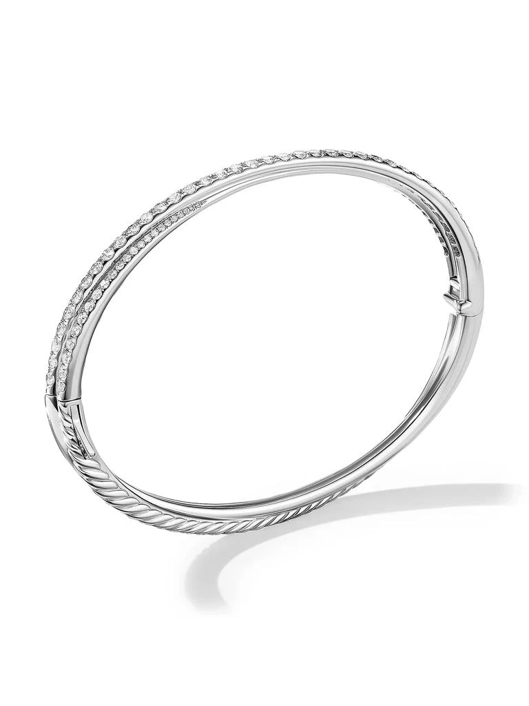 商品David Yurman|Pavé Crossover Two Row Bracelet in 18K White Gold,价格¥74734,第2张图片详细描述