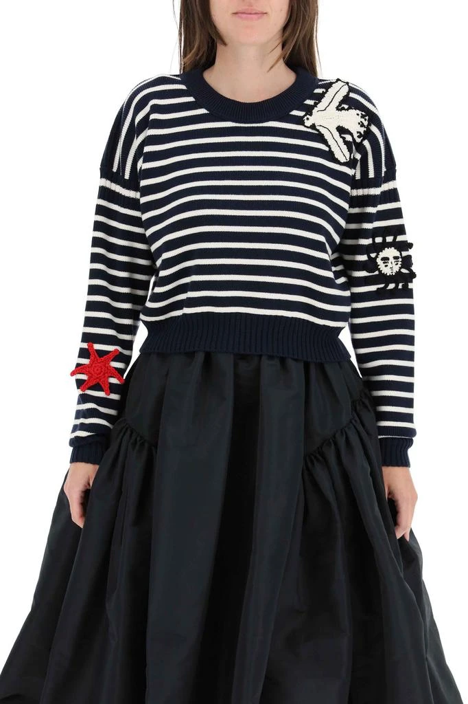 商品Alexander McQueen|Alexander mcqueen striped sweater with crochet embroidery,价格¥4331,第2张图片详细描述