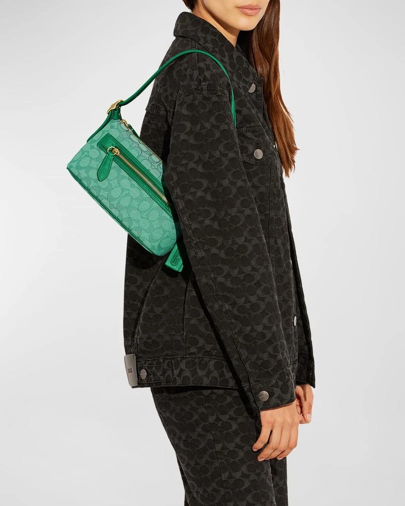 商品Coach|Demi Signature Monogram Jacquard Shoulder Bag,价格¥2214,第4张图片详细描述