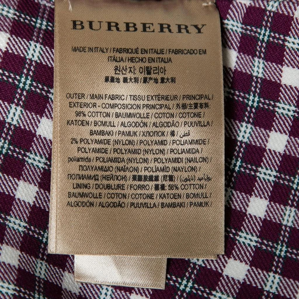 商品Burberry|Burberry Burgundy Checkered Cotton Jacket S,价格¥4489,第4张图片详细描述