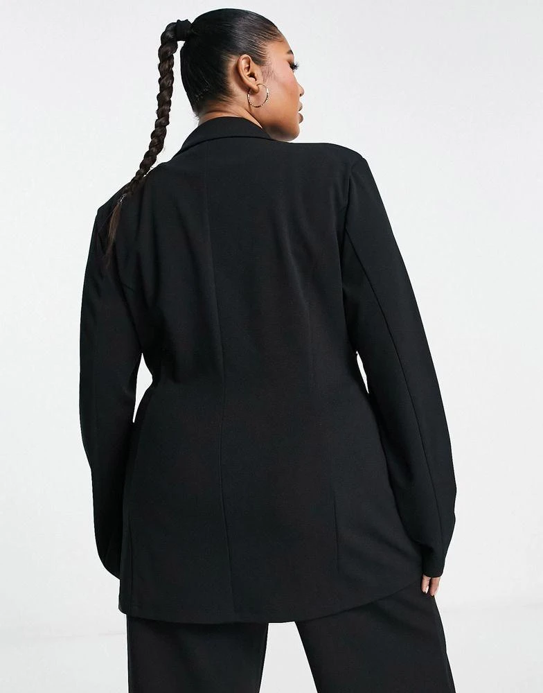 商品ASOS|ASOS DESIGN Curve jersey belted suit blazer in black,价格¥250,第2张图片详细描述